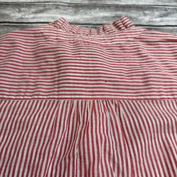 Talbots Women's Sheer Striped Blouse White Red XS Extra Small Button Closure Top - Picture 13 of 16